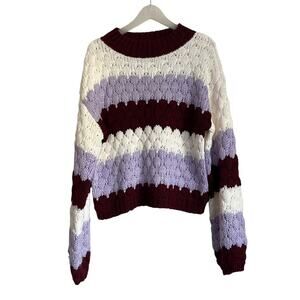 BB Dakota Striped Sweater with Hot Balloon Sleeves Size Medium